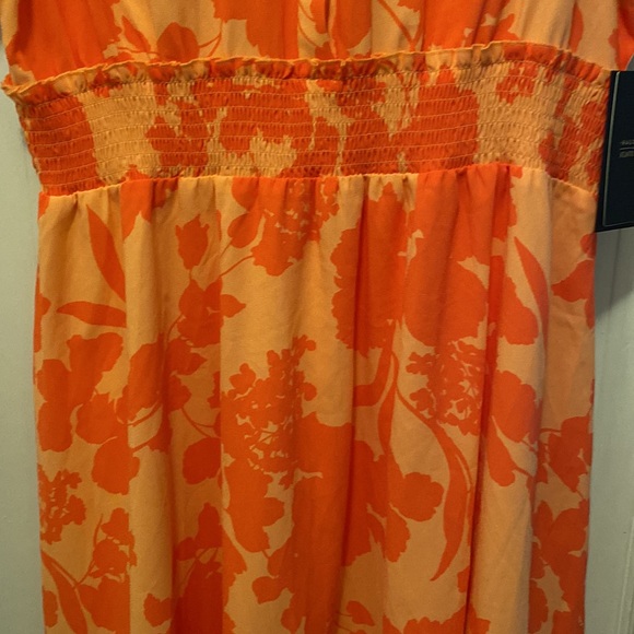 Halogen x Atlantic-Pacific NWT Floral Dress Large Coral Smocked Utility Tropical - Picture 13 of 16